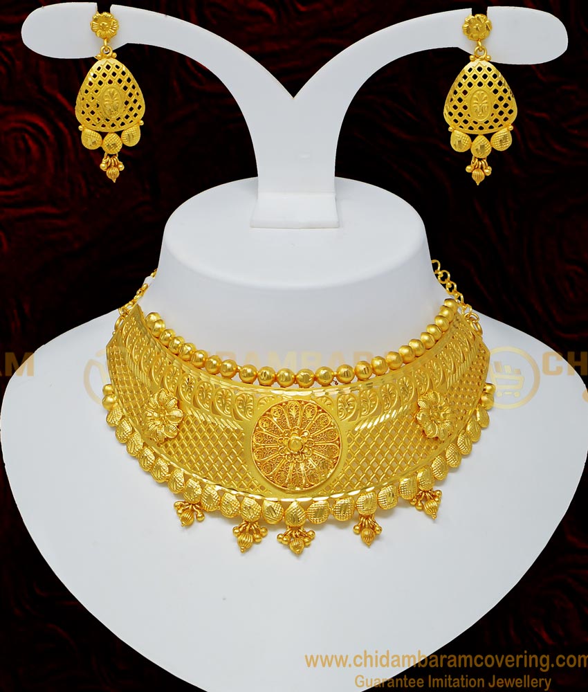 choker necklace with earring, pure gold light weight gold choker necklace with price,