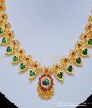 green palakka necklace, one gram gold palaka mala, kerala jewellery,palaka necklace, kerala jewellery, one gram gold jewelry, gold covering, chidambaram covering,  