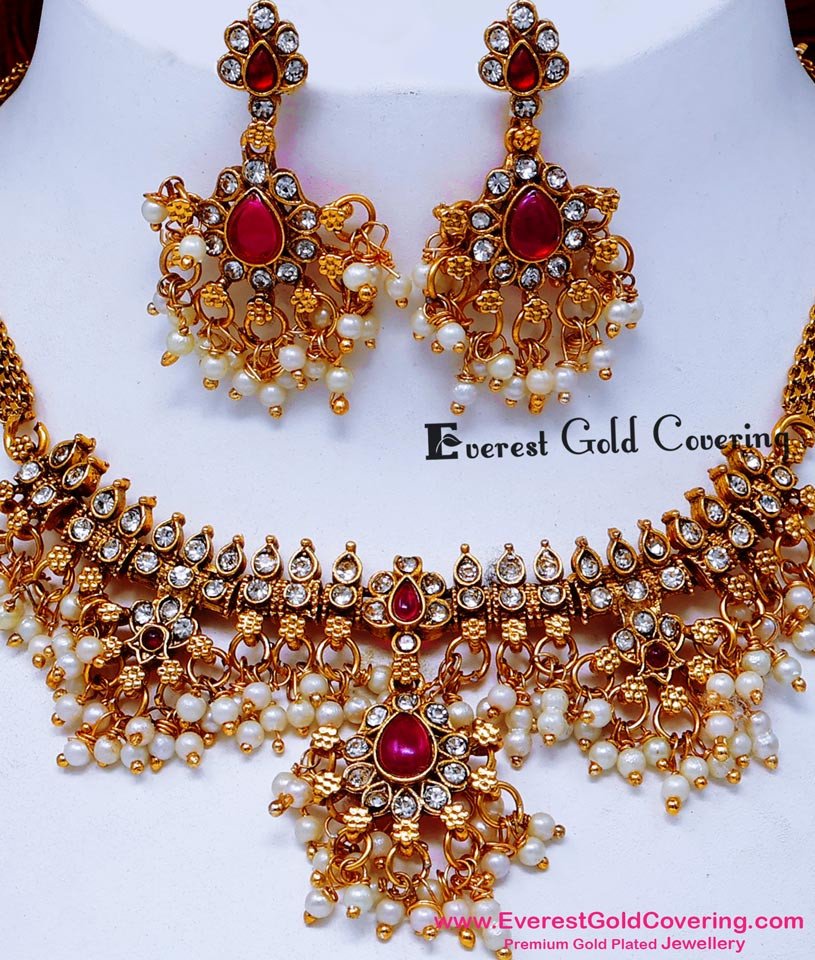 moti traditional pearl necklace set