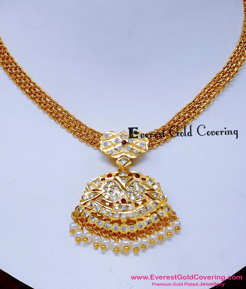 Impon Attigai necklace with traditional South Indian design