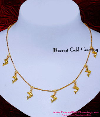 NLC1799 - Unique Light Weight Forming Gold Dolphin Necklace
