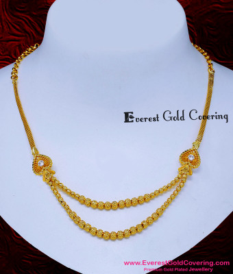 NLC1800 - Attractive White Stone Gold Beads Double Layer Necklace