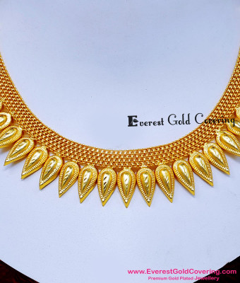 NLC1806 - Beautiful Forming Gold Leaf Design Kerala Necklace Online