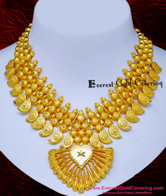 NLC1813 - Bridal Wear 2 Gram Gold Forming Kerala Necklace Design