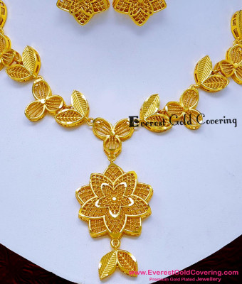 NLC1816 - 2 Gram Gold Forming Flower Design Necklace Set Online