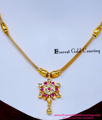 NLC1818 - Latest Daily Wear Stone Pendant Impon Necklace Models