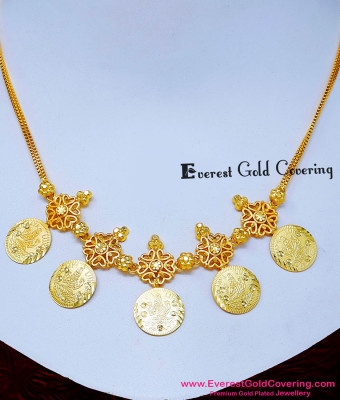 NLC1821 - Latest Light Weight Simple Gold Coin Necklace Designs