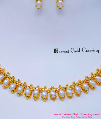 NLC1827 - New Model Forming Gold Pearl Necklace Set for Women