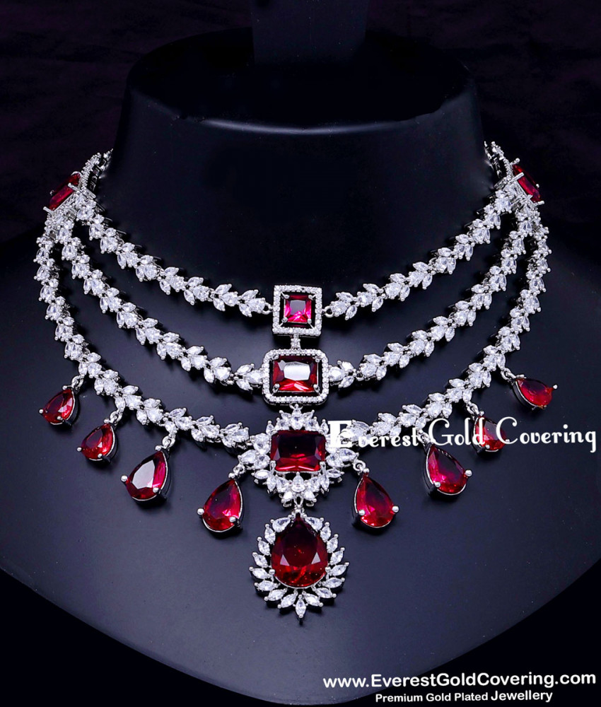 Maroon diamond necklace set