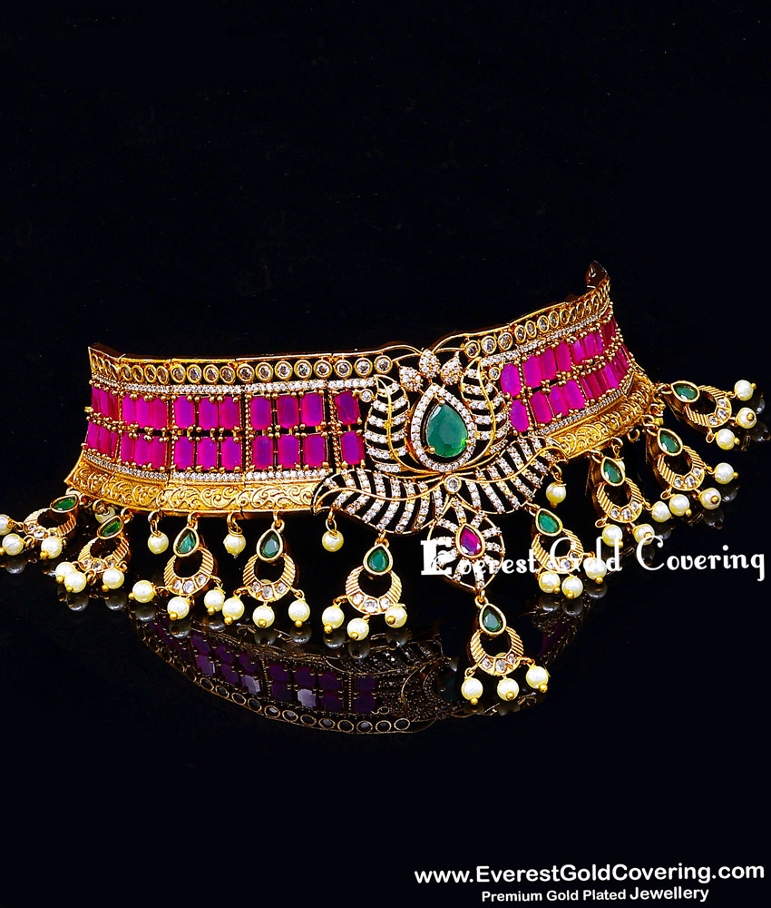 pearl and stone choker necklace
