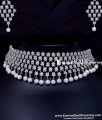 Premium Pearl and American Diamond Stone Choker Set