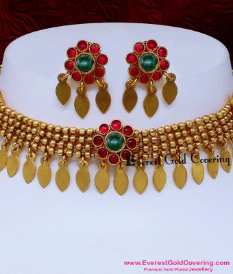 NLC1843 - Beautiful Antique Elakkathali Choker Necklace Set