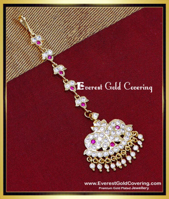 NCT399 - Real Gold Look Stone Maang Tikka Panchaloha Jewellery