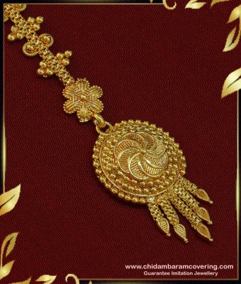 NCT171 - 1 Gram Gold Traditional North Indian Maang Tikka Designs for Wedding