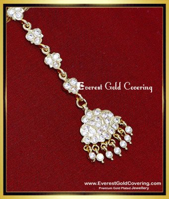 NCT374 - Impon White Stone Small Simple Maang Tikka Design