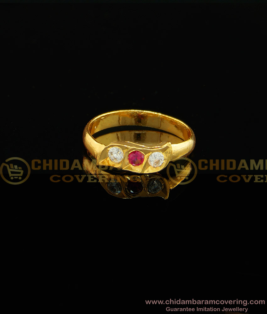 RNG023 - Simple Daily Wear Ad Stone Impon Finger Rings Design 1 Gram Jewellery 