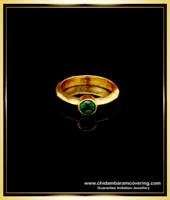 RNG243 - Five Metal Emerald Single Stone Ladies Daily Wear Impon Finger Ring Online