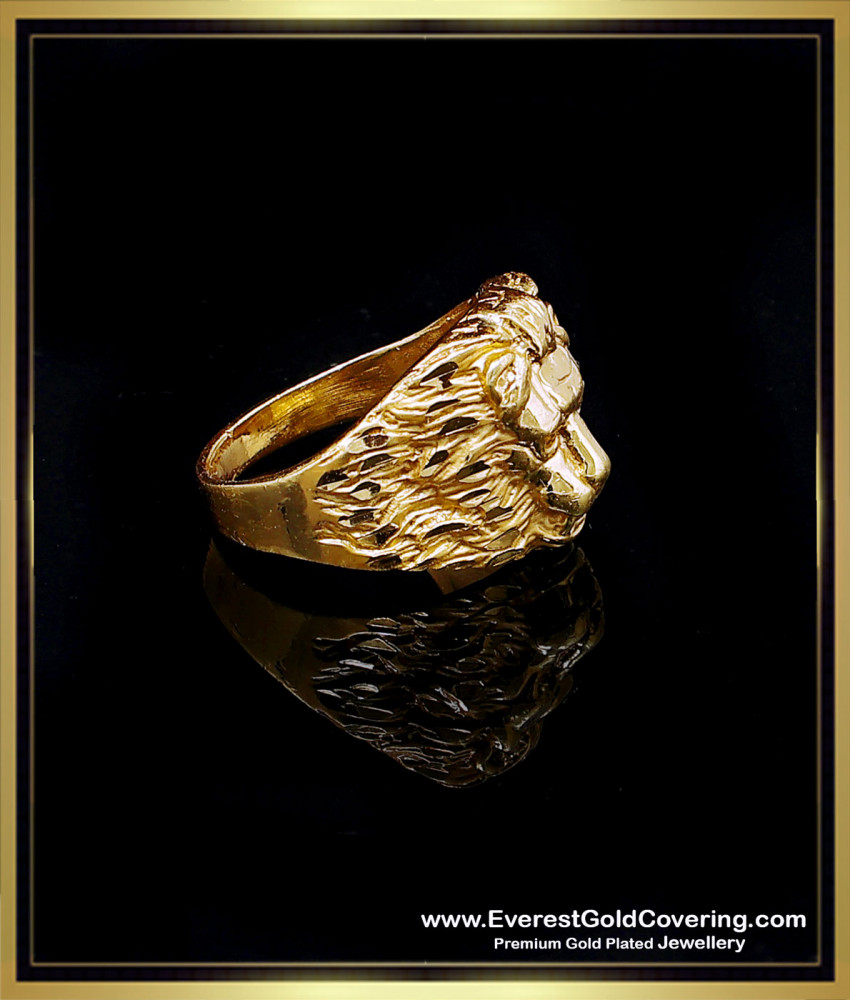 gold plated lion head ring