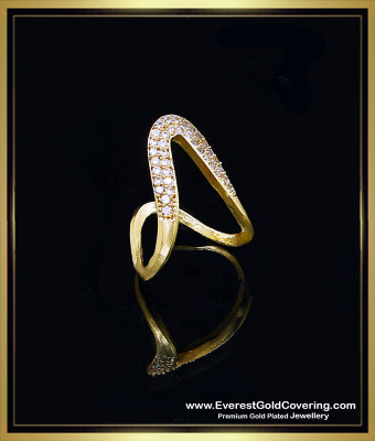 RNG553 - One Gram Gold White Stone Vanki Ring Designs Latest Model