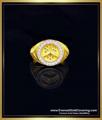 RNG566 - Forming Gold Plated White Stone Daily Wear Ring for Men