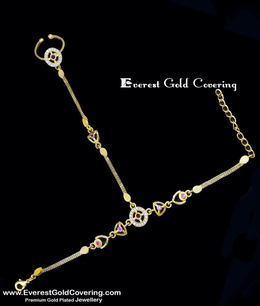 simple gold bracelet with ring