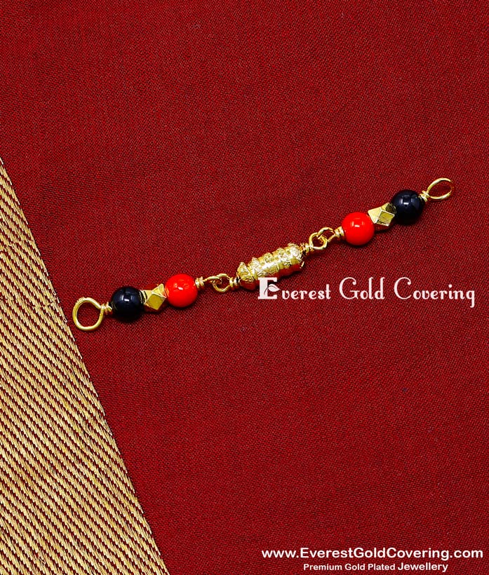 black beads coral beads thali pendant
