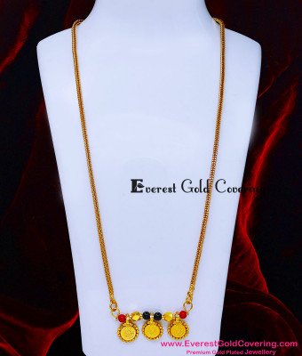 THN103 - Best Quality 1 Gram Gold Lakshmi Coin Thali Chain Design