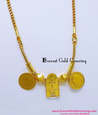 THN110 - Gold Plated Cross Pendant Christian Thali Chain Design