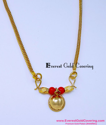 THN84 - 1 Gram Gold Chain with Telugu Thali Bottu Design