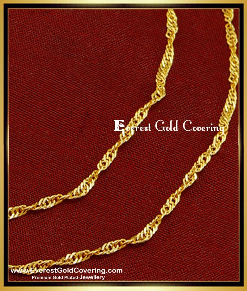 MAT071 - One Gram Gold Simple Light Weight Flexible Thin Twisted Chain Mattal Ear Chain Designs Online