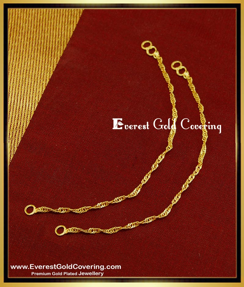 MAT071 - One Gram Gold Simple Light Weight Flexible Thin Twisted Chain Mattal Ear Chain Designs Online