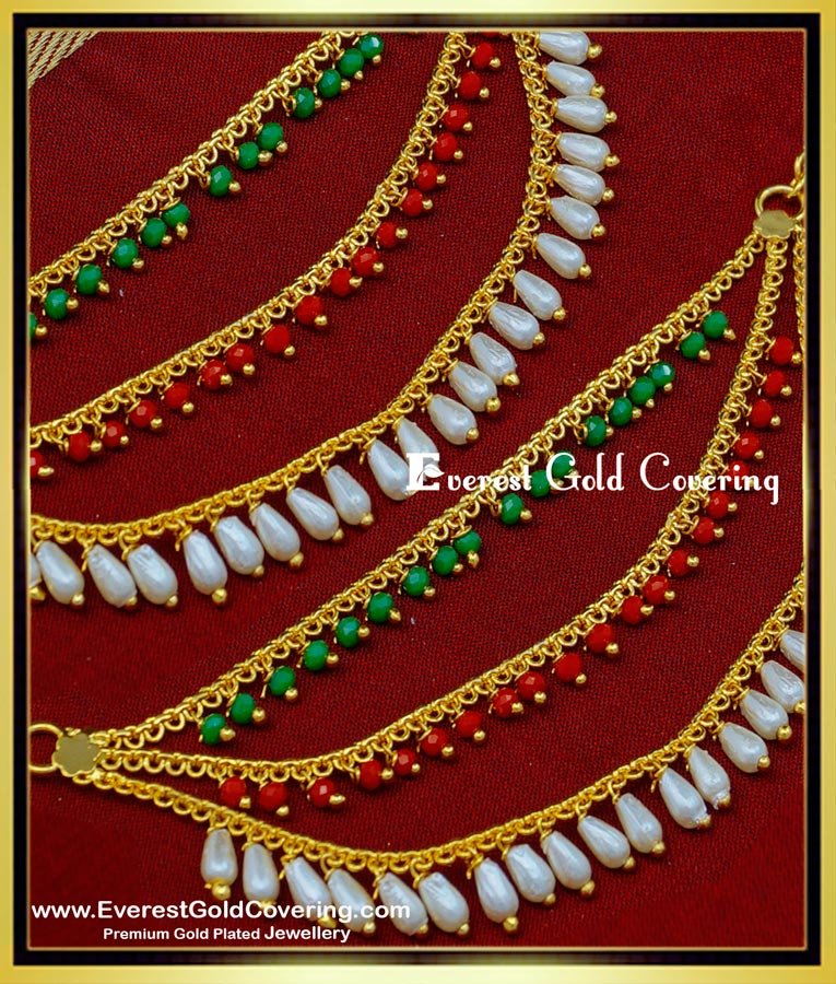 latest gold matilu design, champa charalu design in gold, Champaswaralu gold design with price,gold maatal, 3 line maatal, three line beaded maatil,