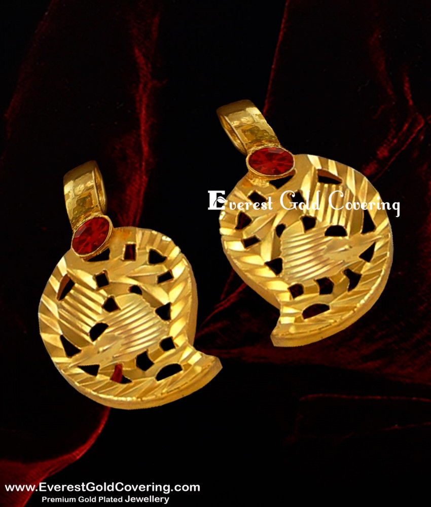 TAL62 – Red Stone Manga Thali Set | 916 Gold Plated Thali Mango Design Buy Online