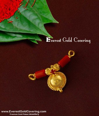 TAL37 - Single Bottu Thali / Pustelu With Red Stone and Red Pavla Mangalsutra For Women Online